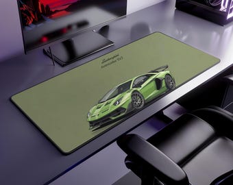 Lamborghini Aventador SVJ Car Desk Mat, Racing Gaming Setup Decor