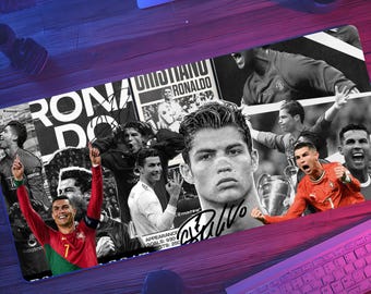 Cristiano Ronaldo Collage Mouse Pad, Gaming Desk Mat Setup Decor