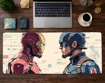 Marvel themed premium Mouse Pad, Colorful Ironman captain america Gaming Desk Mat Gaming Setup Decor