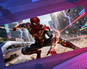 SpiderMan Themed Gaming Mouse Pad, Colorful Desk Mat Setup Decor