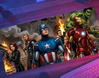 Marvel Avengers themed Premium Mouse Pad, Colorful Gaming Desk Mat Gaming Setup Decor
