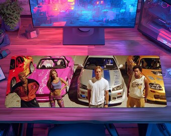 Fast and Furious Themed Gaming Mouse Pad, Colorful Desk Mat Setup Decor