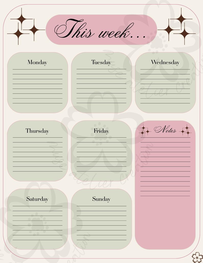Starlight Weekly Planner — Watermelon— Soft Summer Vibes Template ...