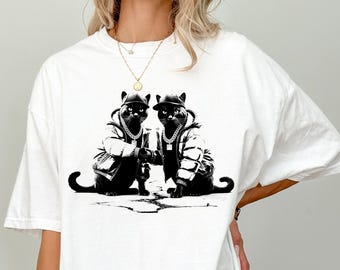 Comfort Colors® Funny Cat Shirt: Retro Vintage Cat T-Shirt, Oversized Unisex Tee