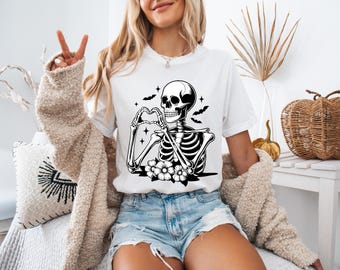Skeleton Shirt, Cute Fall Shirt, Halloween Shirt, Halloween Party Tee, Gothic Shirt, Skeleton Halloween Shirt, Halloween Gift, Unisex