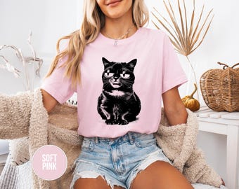 Grappig retro katten-T-shirt: T-shirt in vintage stijl, cadeau kattenliefhebber