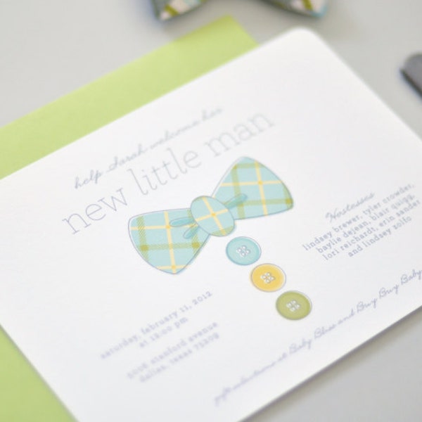 Little Man Bow Tie Baby Shower Invitations (reserved)