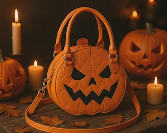 Halloween Kürbis Tasche - PU-Leder Crossbody Schulter Geldbörse für Frauen