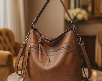 Bolso bandolera de piel sintética para mujer – Bolso de hombro suave, bolso grande de invierno
