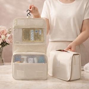 Reise-Make-up-Tasche Wasserdicht - Kulturbeutel zum Aufhängen, große Kosmetiktasche mit Haken Bild 2