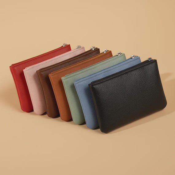 Small PU Leather Wallet for Women – Slim Zipper Card Holder Purse