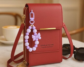 Narunii Mini Borsa A Tracolla Donna In Pelle PU Trasparente Con Touch Screen - Portafoglio E Custodia Cellulare
