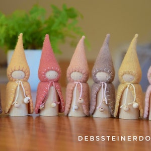 Individual Rainbow, Spring,Autumn,Fall, Winter felt gnomes, 1 Peg gnomes, peg dolls, Waldorf Steinertoys,Small world play DebsSteinerDolls image 3