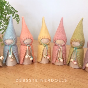 Individual Waldorf Steiner gnomes Spring Rainbow felt gnomes1peg dolls,Waldorf Steiner toys, Waldorf dolls,felt gnomes-Small world play image 7