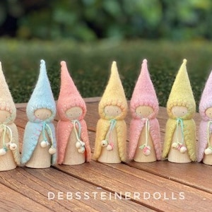 Individual Waldorf Steiner gnomes Spring Rainbow felt gnomes1peg dolls,Waldorf Steiner toys, Waldorf dolls,felt gnomes-Small world play image 8