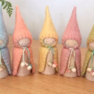 Individual Waldorf Steiner gnomes Spring Rainbow felt gnomes1peg dolls,Waldorf Steiner toys, Waldorf dolls,felt gnomes-Small world play image 3