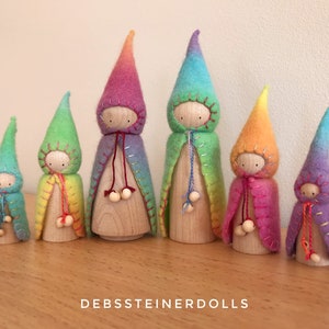 Rainbow, Spring,Autumn /Fall, Winter felt gnomes (6)Peg gnomes,peg dolls, Waldorf Steiner inspired toys,Small world play DebsSteinerDolls