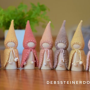 Individual Waldorf Steiner Earth-Fall-Autumn gnomes1Peg gnomes peg dolls-Waldorf/Steiner toys-Waldorf dolls felt gnomes-Seasonal table image 1