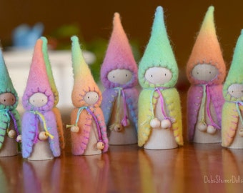 Waldorf Steiner inspired gnomes (6) Peg gnomes, peg dolls,Waldorf Steiner toys, Waldorf dolls,felt gnomes-Small world play Debs Steiner Doll