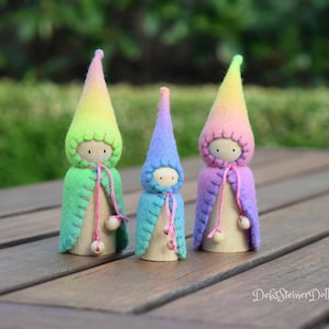 Waldorf Steiner inspired gnomes 10Peg gnomes, peg dolls,Waldorf Steiner toys, Waldorf dolls,felt gnomes-Small world play Debs Steiner Doll image 7