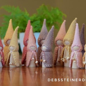 Rainbow, Spring,Autumn /Fall, Winter felt gnomes 6Peg gnomes,peg dolls, Waldorf Steiner inspired toys,Small world play DebsSteinerDolls image 4