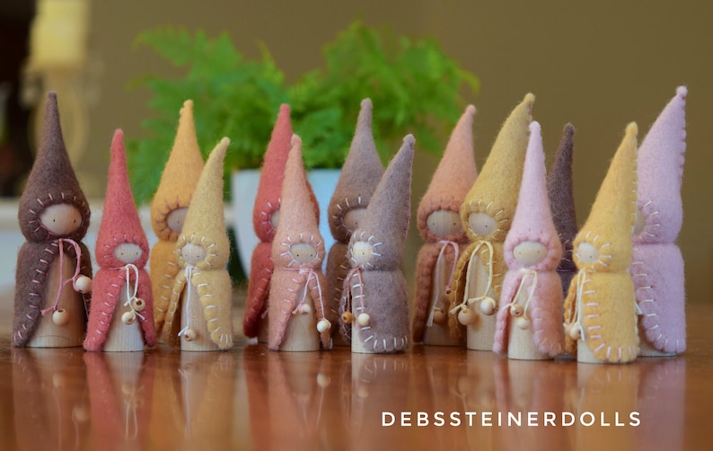 Individual Waldorf Steiner Earth-Fall-Autumn gnomes1Peg gnomes peg dolls-Waldorf/Steiner toys-Waldorf dolls felt gnomes-Seasonal table image 4