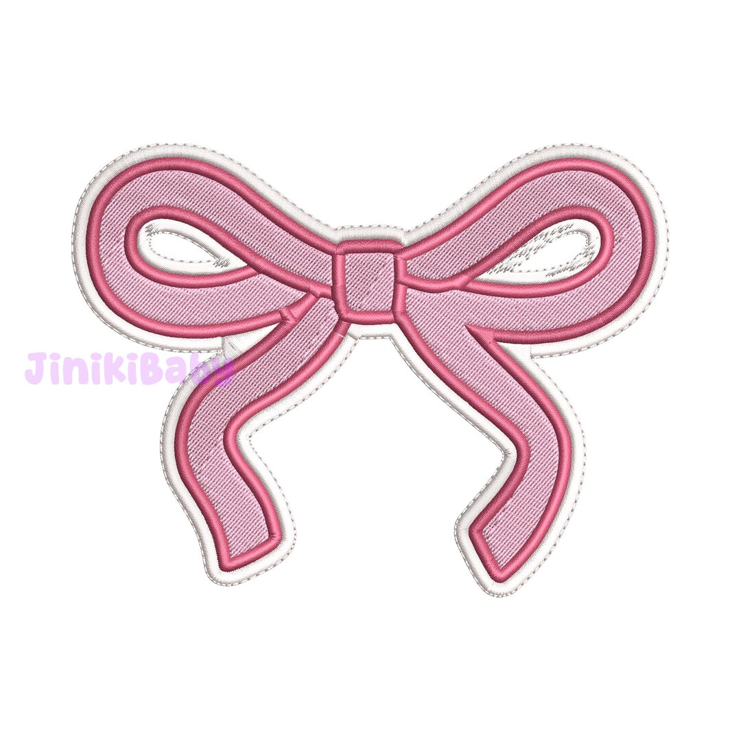 Pink Bow Embroidered Patch, Cute Ribbon Iron on Patch, Girly Aesthetic ...