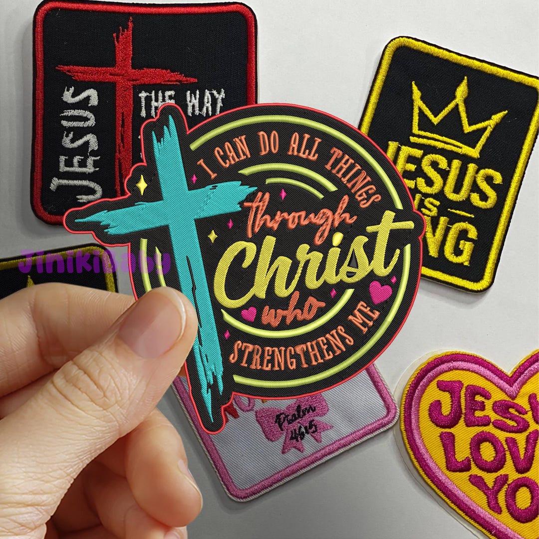 Christian Cross Patch – Philippians 4:13 Embroidered Badge, Bible Verse ...