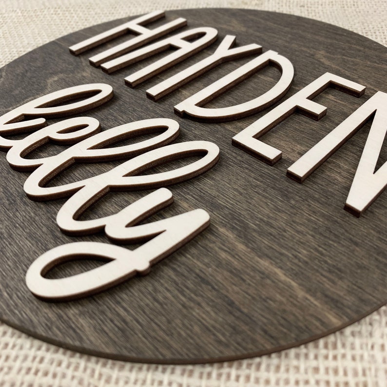 Custom First Name And Middle Name Wood Sign With 3D Text Baby Etsy
