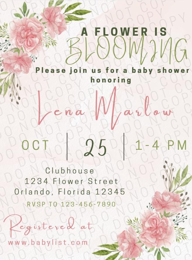 Editable Floral Baby Shower Invitation Package | Editable ‘A Flower is ...