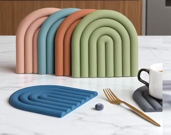 Rainbow Arch Silicone Trivet Set – Boho Kitchen Hot Pads