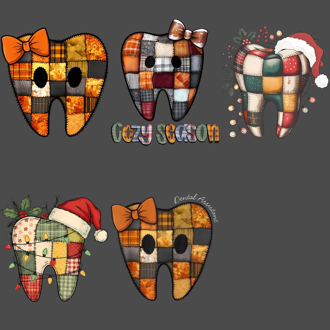 Funny Tooth PNG, Patchwork Dental Assistant Autumn Halloween Clipart ...