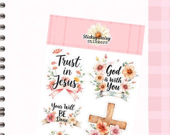 Floral Christian Sticker Sheet | Faith Journaling Stickers