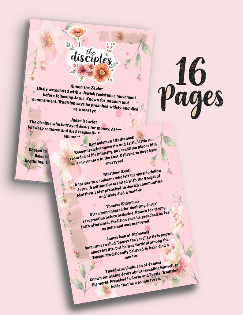 The 12 Disciples Bible Study Guide Printable | 16 Pages - Etsy