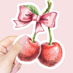 Couquette Cherries Sticker | Waterproof Vinyl Sticker | High Quality Sticker | Journal Sticker | Cup Sticker | Laptop Decal | Kindle Sticker