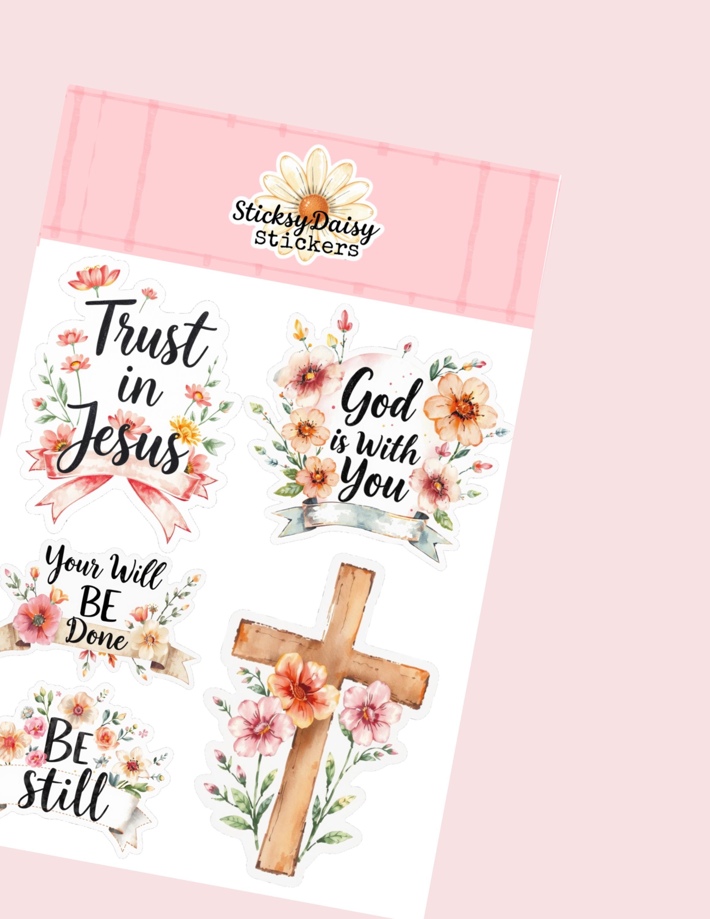 Floral Christian Sticker Sheet | Faith Journaling Stickers - Etsy