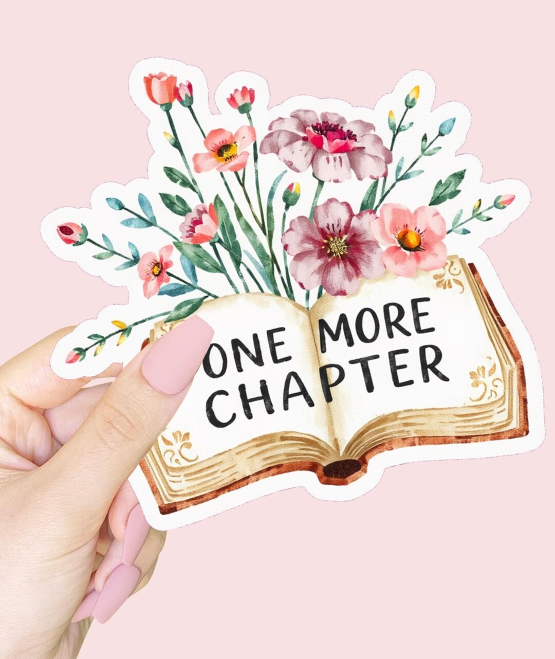 One More Chapter Sticker | Floral Book Vinyl Decal - Etsy