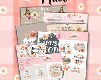 Ruth Past Bible Mail | Bible Journaling Pack | Lesson, Sticker Sheets, Bible Margin Sticker, Vinyl Stickers, Bible Jornaling Art Pieces