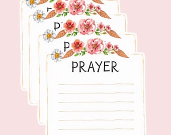Cartes de prière florales | Lot de 15 billets de dévotion blanc mat