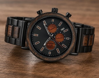 Holzuhr, personalisierte Uhr, gravierte Uhr, Holzuhr, Trauzeugenuhr, Herrenuhr, Geschenk für den Freund, Geschenk für Papa, Jahrestagsgeschenk für ihn
