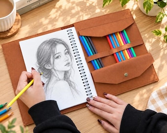 Student Sketchbook with Colored Pencils, Portable Drawing Set, Travel Sketchbook Case, Art Student Gift, Outdoor Sketching Kit, Drawing Book