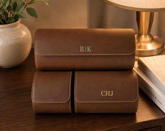 Caixa de couro personalizada para relógio, estojo de couro sob medida para relógio, presentes para padrinhos de casamento, estojo de viagem para relógio, presente personalizado de Dia dos Namorados, presente para ele