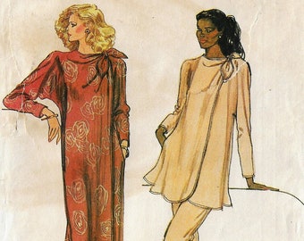 80s Womens Wrap Dress or Tunic & Pants Dolman Sleeves Vogue Sewing Pattern 7850 Size 12 Bust 34 FF