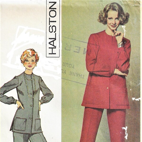 Jaren 1970 McCalls Naaipatroon 4273 Halston Womens Below Hip Jacket & Pants Unlined Jacket Straight Leg Pants Maat 12 Bust 34 FF