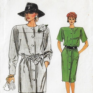 80s Womens Button Front Dress or Tunic & Skirt Vogue Sewing Pattern 9516 Size 14 16 18 Bust 36 38 40 FF
