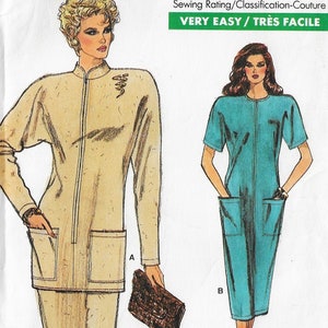 80s Womens Front Zipper Dress or Tunic and Skirt Vogue Sewing Pattern 7001 Size 14 16 Bust 36 38