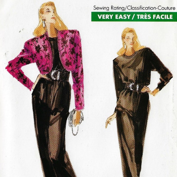 80s Womens Evening Jacket & Jumpsuit Vogue Sewing Pattern 7387 Size 18 20 22 Bust 40 42 44 FF