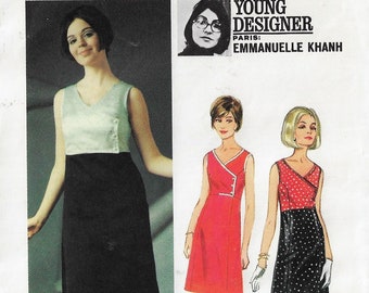 Emmanuele Khanh Womens Dress in 2 Lengths Butterick Sewing Pattern 3985 Size 16 Bust 36