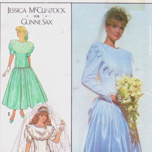 80s Gunne Sax Womens Bridal Gown Simplicity Sewing Pattern 9009 Size 14 Bust 36 FF