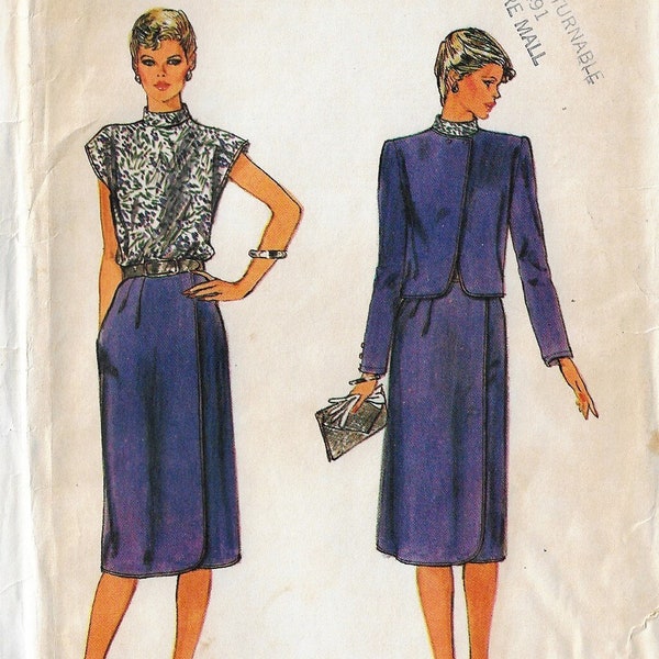 Early 80s Womens Jacket & Dress Vogue Sewing Pattern 7892 Size 14 Bust 36 FF